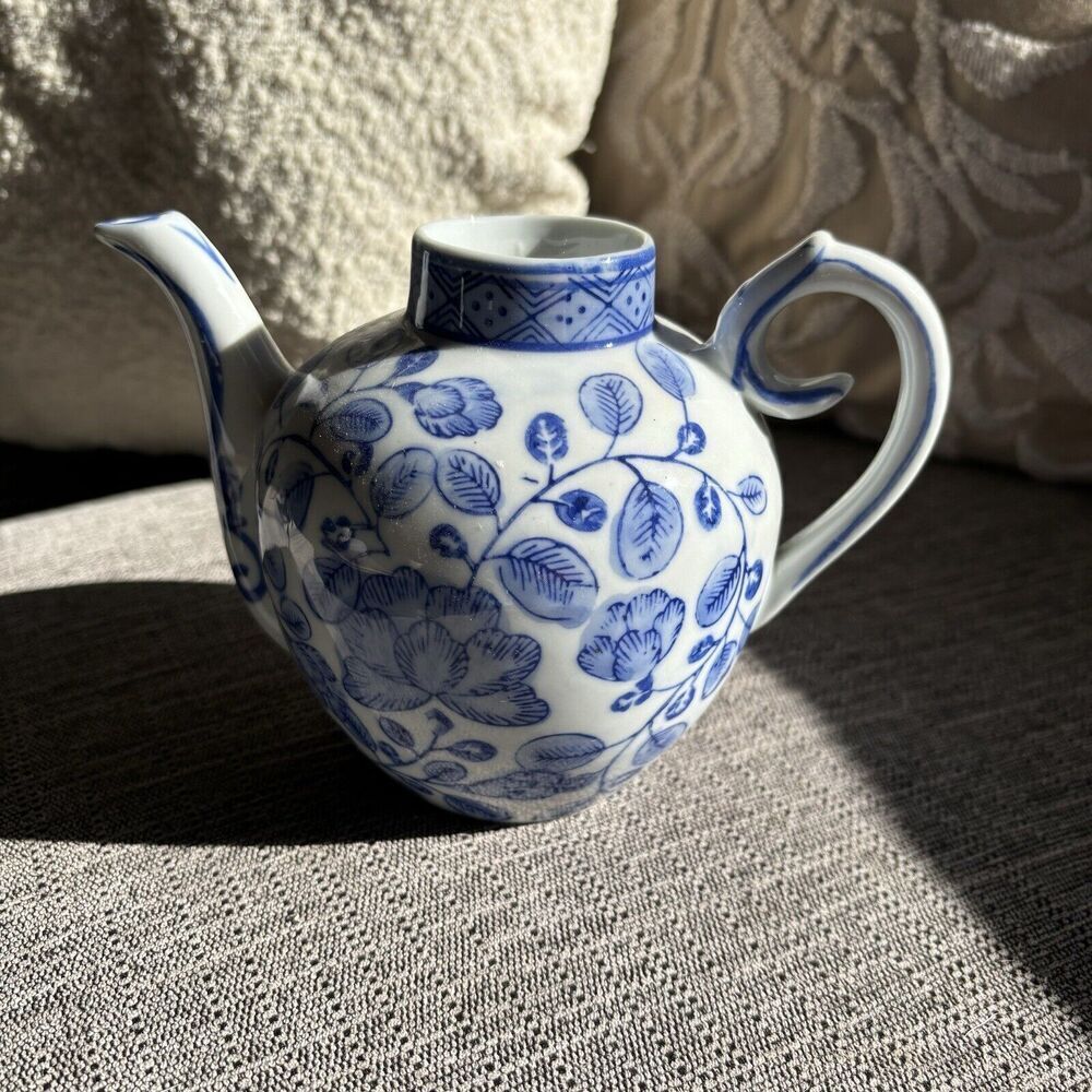 Vintage Blue and White Porcelain Teapot